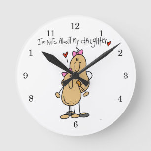 Mom - Nuts About My Daughter T-shirts and Gifts Round Clock