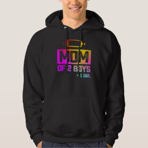 Mom Of 2 Boys 1 Girl Low Battery Hoodie