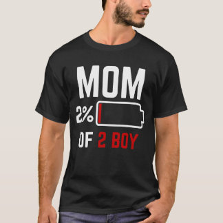 Mom of 2 Boys Low Battery Birthday Boy Birthday Pa T-Shirt