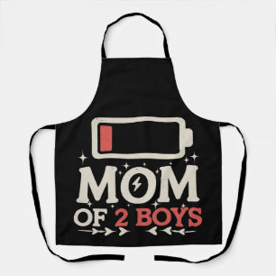 Mom Of 2 Boys Low Battery Funny Mother's Day Apron