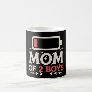 Mom Of 2 Boys Low Battery Funny Mother's Day Coffee Mug