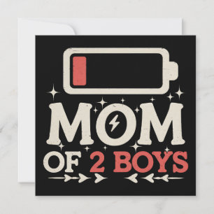Mom Of 2 Boys Low Battery Funny Mother's Day Invitation