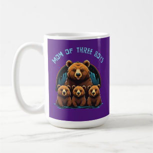 Mom of 3 Boys Mama Bear and Cubs Mothers Day Coffee Mug