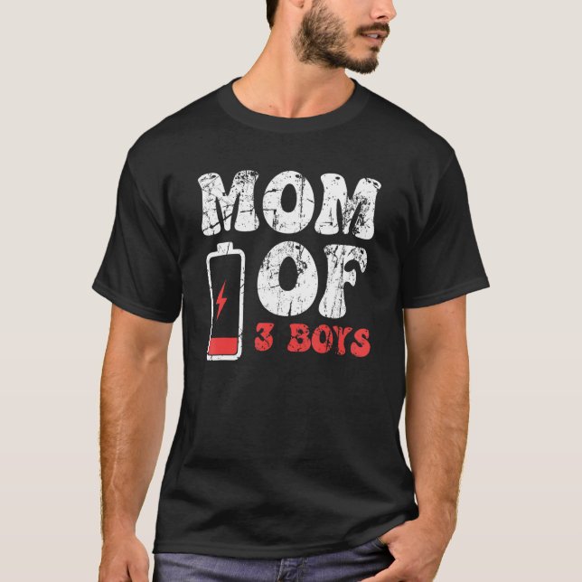 Mom Of 3 Boys  Mother's Day T-Shirt (Front)