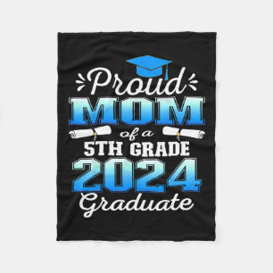 Mom Of 5th Grade Graduate 2024 Elementary Graduati Fleece Blanket