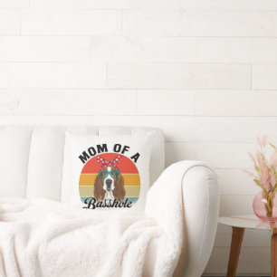 Mom of a Basshole Funny Basset Hound Dog Mom Throw Pillow