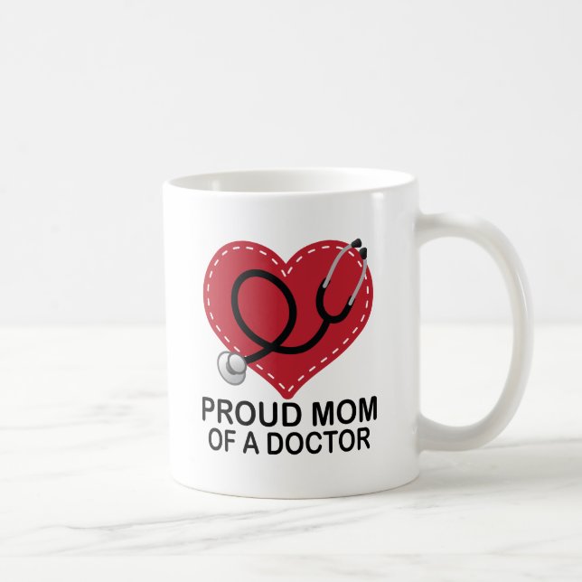 Mom of a Doctor Heart Gift Coffee Mug (Right)