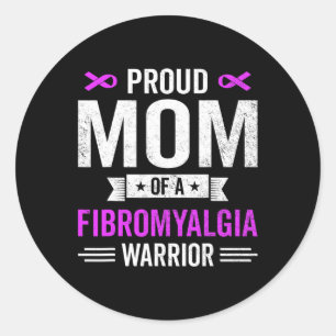 Mom Of A Fibromyalgia Warrior Survivor Awareness G Classic Round Sticker
