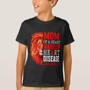 Mom Of A Heart Warrior Heart Disease Support Red R T-Shirt