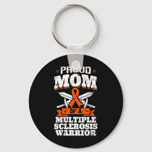 Mom Of A Multiple Sclerosis Warrior Ms Ribbon Moth Keychain