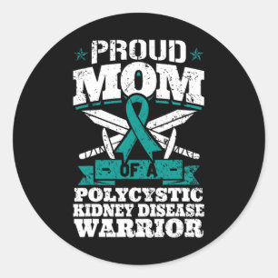 Mom Of A Polycystic Kidney Disease Warrior Awarene Classic Round Sticker