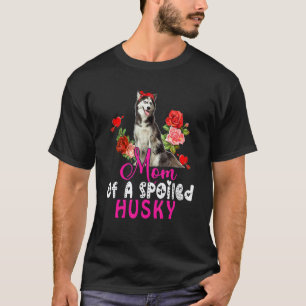Mom Of A Spoiled Husky Cute Husky Dog Bow Tie Flow T-Shirt