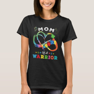 Mom Of A Warrior Autism Awareness Love Puzzle Tie  T-Shirt