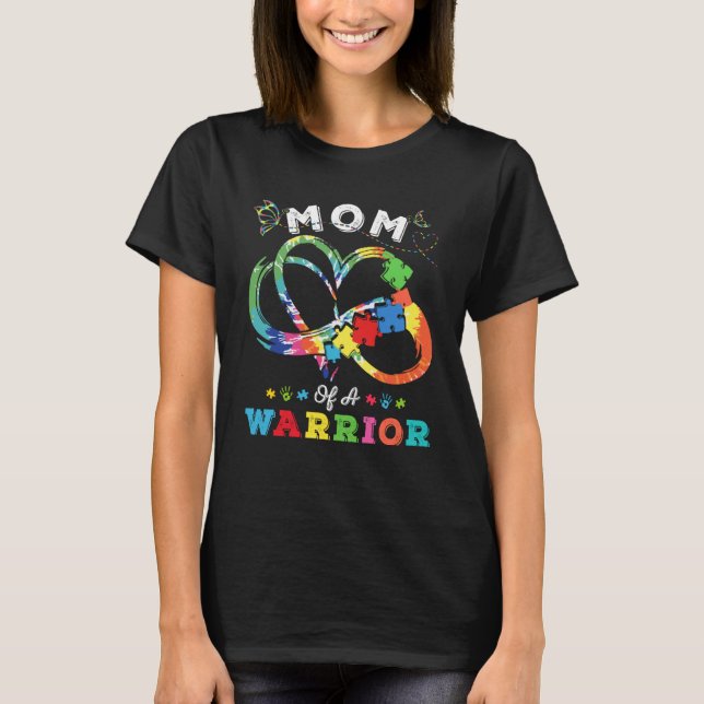 Mom Of A Warrior Autism Awareness Love Puzzle Tie  T-Shirt (Front)