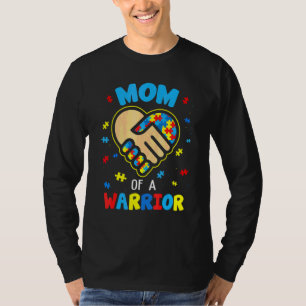 Mom Of A Warrior Autism Awareness Month Puzzle Pie T-Shirt