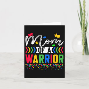Mom Of A Warrior Autism Awareness Ribbon Puzzle Pi Card