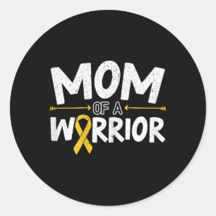 Mom Of A Warrior Childhood Cancer Awareness Month  Classic Round Sticker