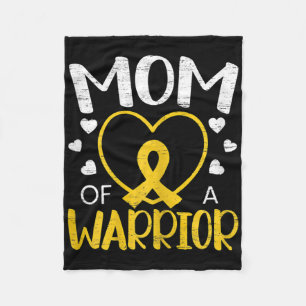 Mom Of A Warrior Childhood Cancer Awareness Month Fleece Blanket