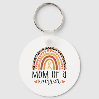 Mom Of A Warrior Childhood Cancer Leopard Print Ra Keychain