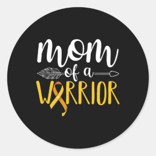 Mom Of A Warrior Childhood Cancer Leukaemia Awaren Classic Round Sticker