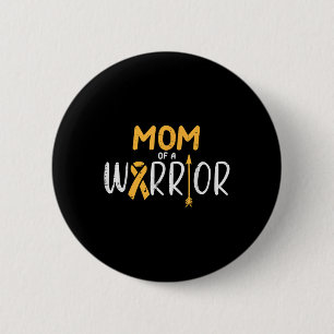 Mom Of A Warrior Childhood Cancer Ribbon Awareness 2 Inch Round Button
