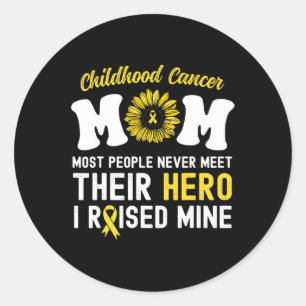 Mom Of A Warrior Hero Childhood Cancer Awareness S Classic Round Sticker