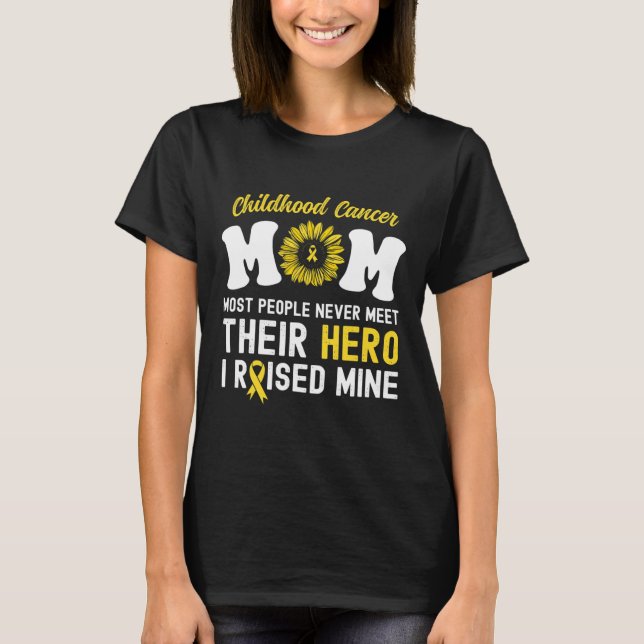 Mom Of A Warrior Hero Childhood Cancer Awareness S T-Shirt (Front)