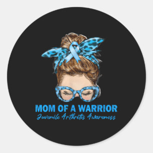 Mom Of A Warrior Juvenile Arthritis Awareness Classic Round Sticker