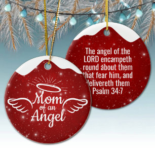 Mom of an Angel Golden Christian Christmas 👼🏻 🎄 Ceramic Ornament