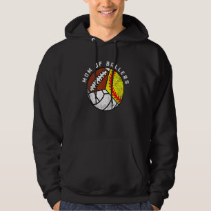 Mom Of Ballers Softball Volleyball Football Mom Hoodie