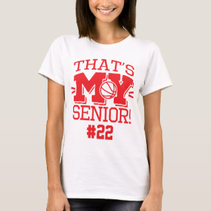 Mom of Basketball Senior Jersey Number & Name T-Shirt