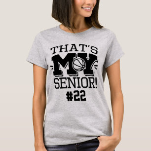 Mom of Basketball Senior Jersey Number & Name T-Shirt