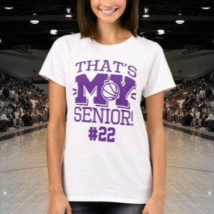 Mom of Basketball Senior Jersey Number Purple T-Shirt