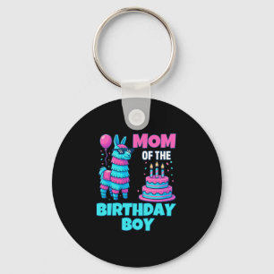 Mom Of Birthday Boy Llama Pinata Party Family Math Keychain