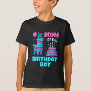 Mom Of Birthday Boy Llama Pinata Party Family Math T-Shirt