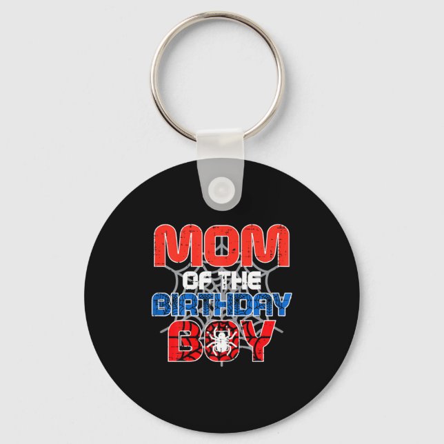 Mom Of Birthday Boy Sder Bday Party Family Matchin Keychain (Front)