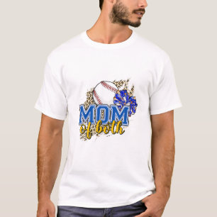 Mom Of Both Baseball Mom Cheer Mom Leopard Print W T-Shirt