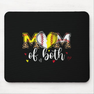Mom Of Both Baseball Softball Heart Leopard Mother Mouse Pad