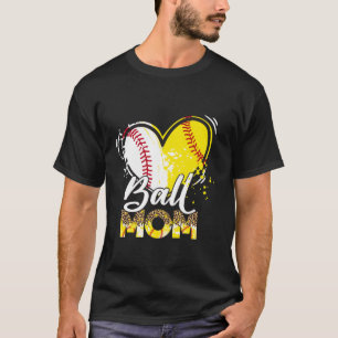 Mom of Both Baseball Softball Sport Matching Famil T-Shirt