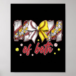Mom Of Both Bysebyll Softbyll Coquette Bow Mother' Poster