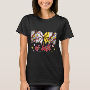 Mom Of Both Bysebyll Softbyll Coquette Bow Mother' T-Shirt