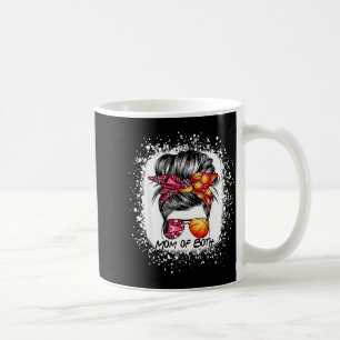 Mom of both cheer mom basketball mom messy bun coffee mug
