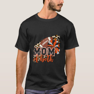 Mom Of Both Football Cheer Orange Black Pom Leopar T-Shirt