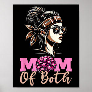 Mom Of Both Footll Cheerleading Cheer Mom Game Day Poster
