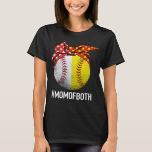 Mom Of Both For Women Baseball Mom Softball Mom T-Shirt