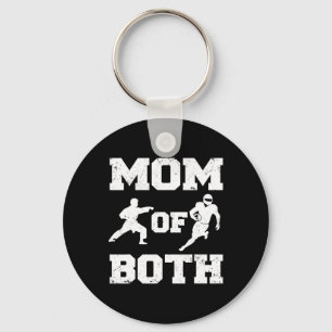 Mom Of Both Funny Footll Karate Mom Keychain