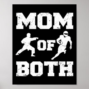 Mom Of Both Funny Footll Karate Mom  Poster