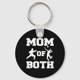 Mom Of Both Funny Volleyll Karate Mom Keychain