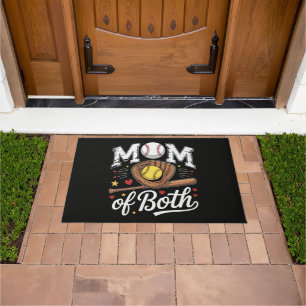 Mom of Both Game Day Baseball Softball  Doormat