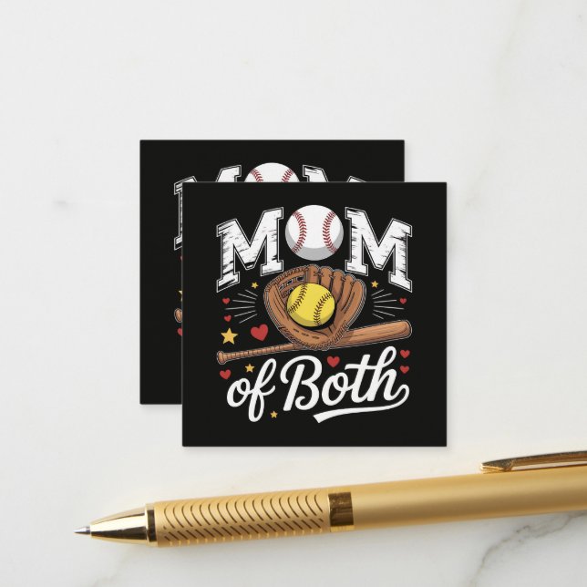 Mom of Both Game Day Baseball Softball  Enclosure Card (Front/Back In Situ)